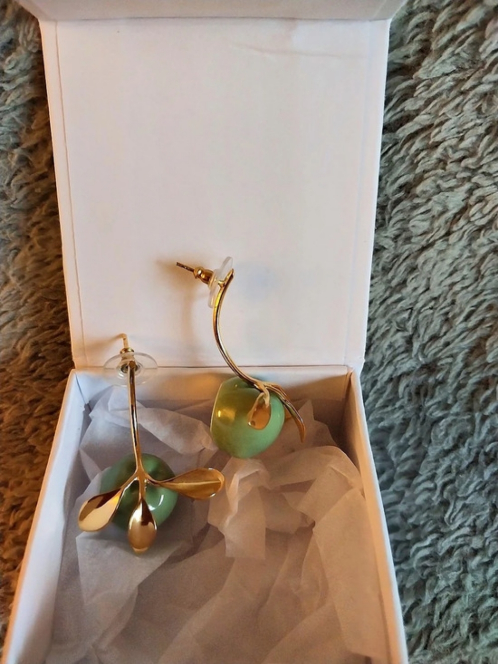 Andres Gallardo Apple Stem Post Earrings Green & Gold